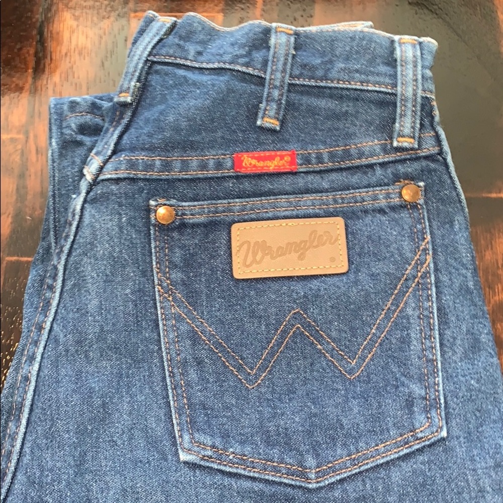 patchwork wrangler mom jeans